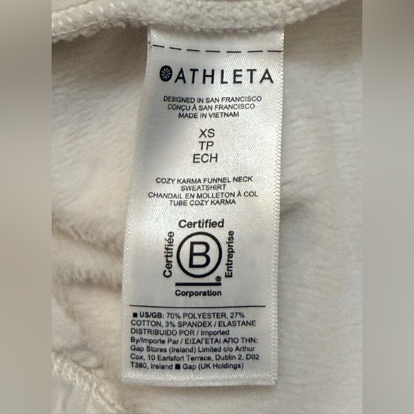 Athleta cozy karma funnel neck sweatshirt magnolia white women’s size XS - Picture 9 of 9